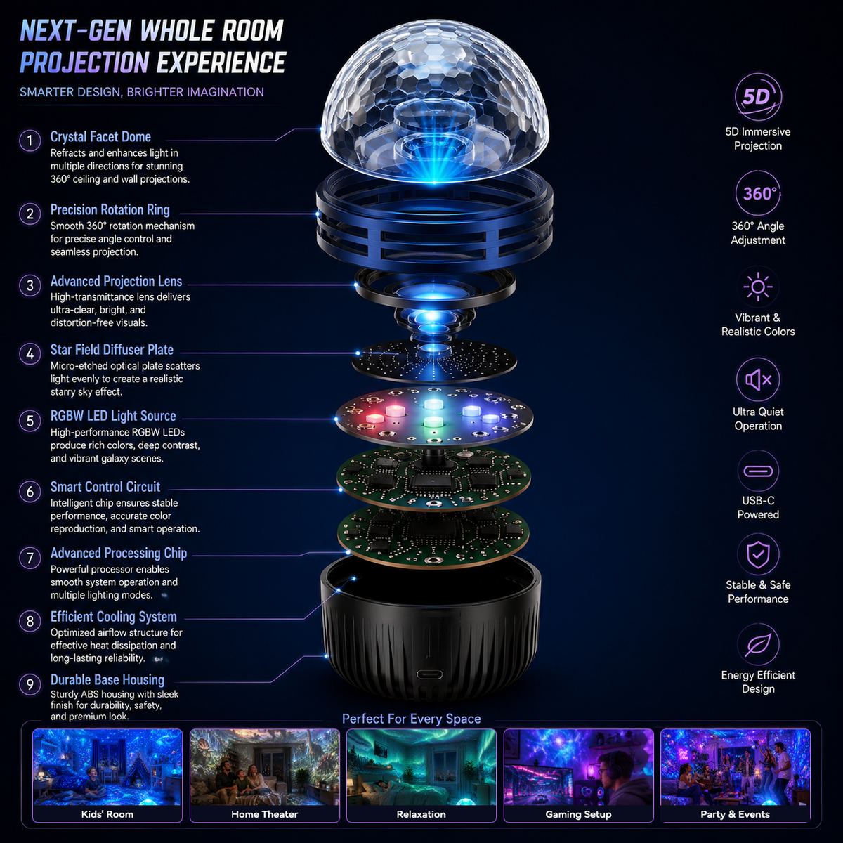 360 Degree Orbiting Projector Lamp