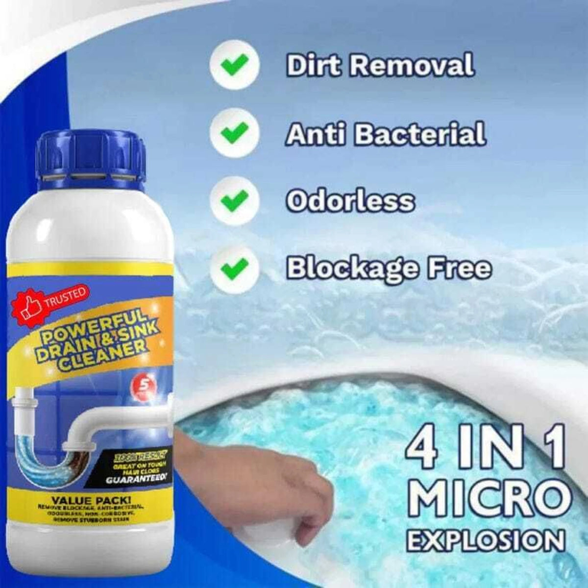 Multipurpose Drain and Sink Cleaner - Pack of 4