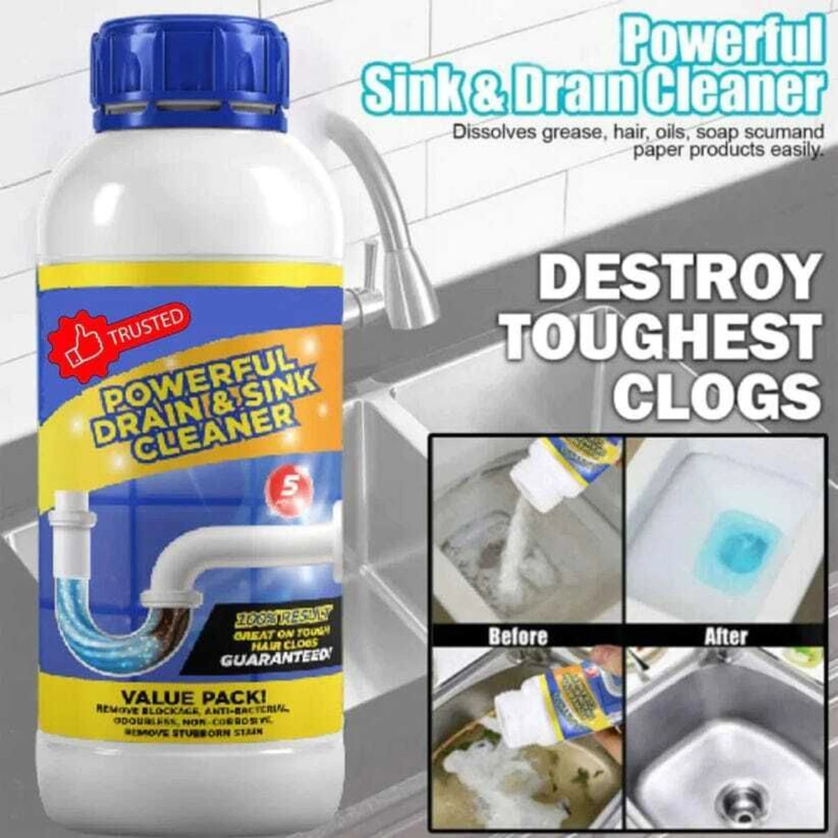 Multipurpose Drain and Sink Cleaner - Pack of 4