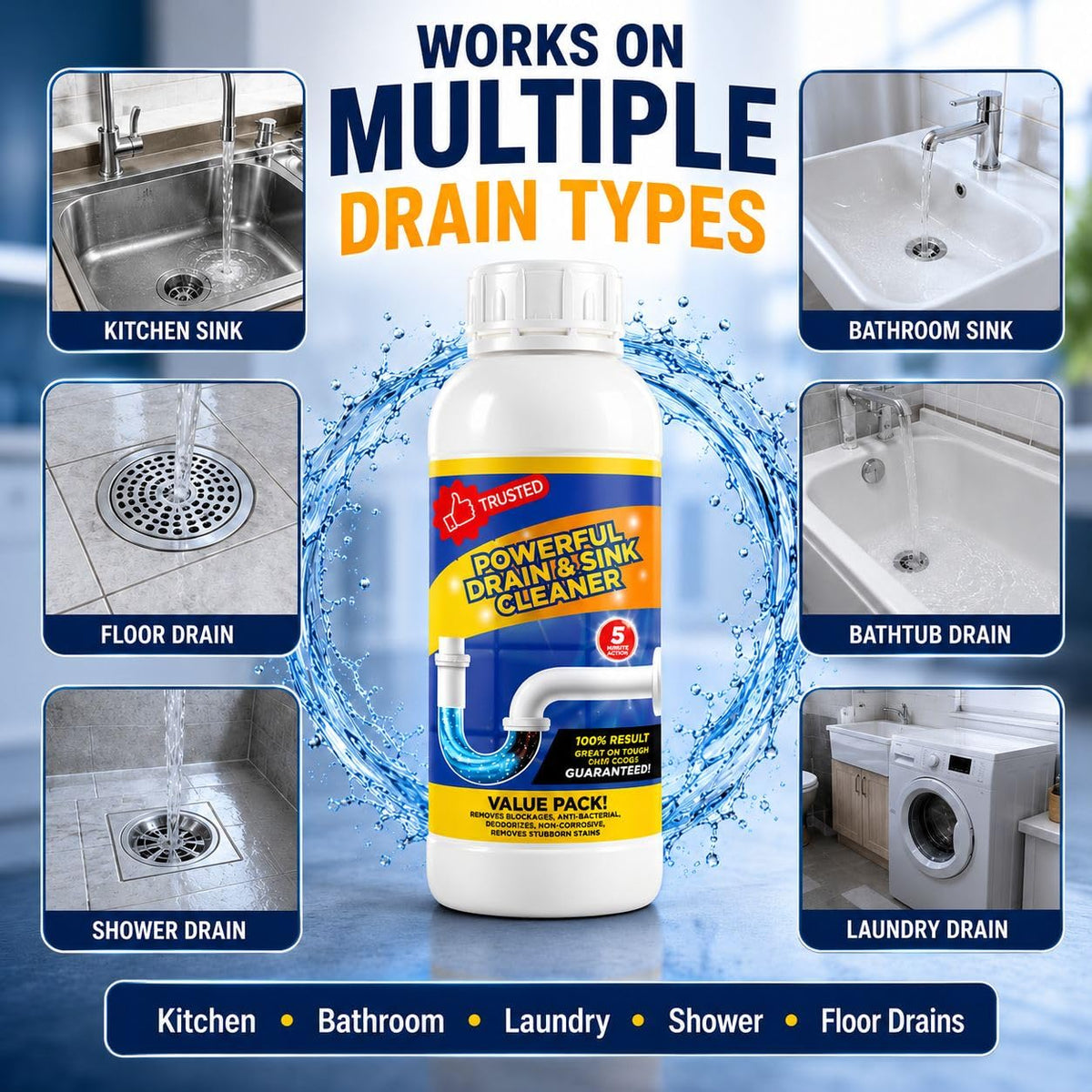 Multipurpose Drain and Sink Cleaner - Pack of 4