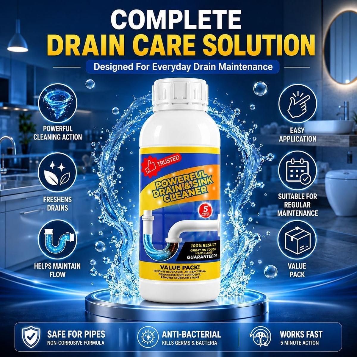 Multipurpose Drain and Sink Cleaner - Pack of 4