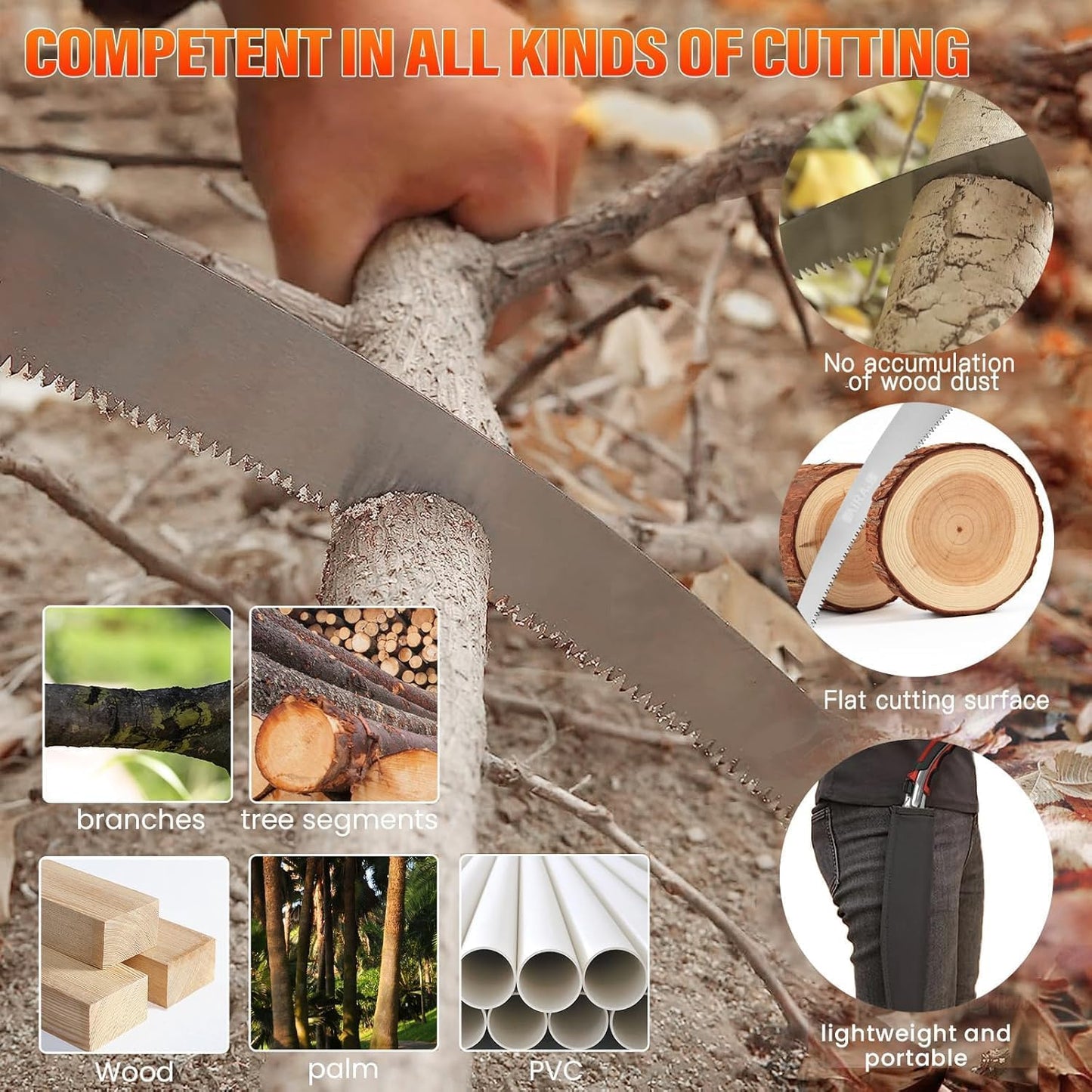 Pack of 2 - Curved Garden Pruning Saw with Protective Sheath