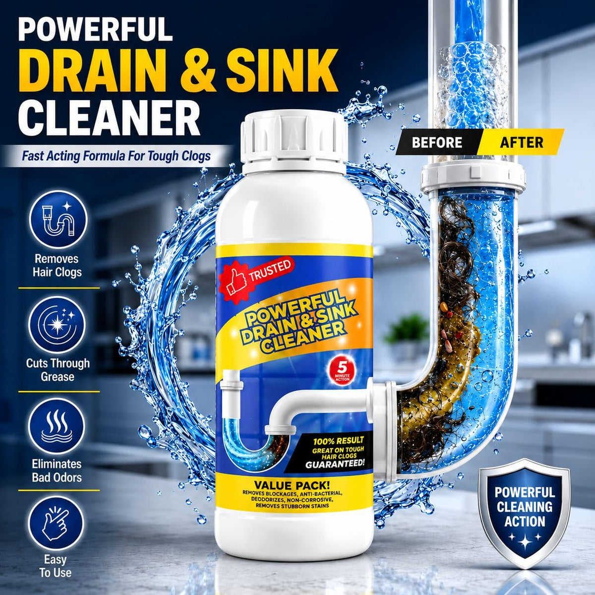 Multipurpose Drain and Sink Cleaner - Pack of 4