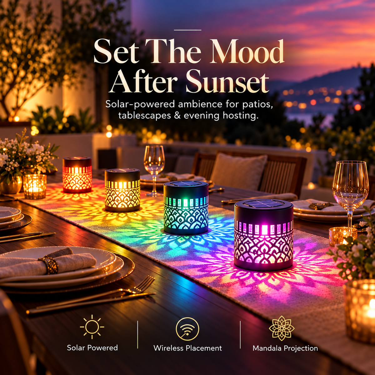 Solar Mandala Ambient Fence Light  (Pack of 4 )