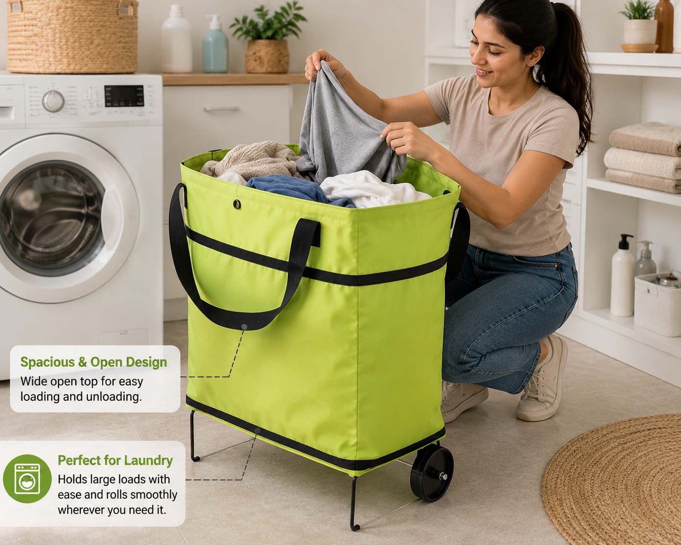 EcoFriendly Foldable Shopping Bag with Wheels ( Pack of 2 )