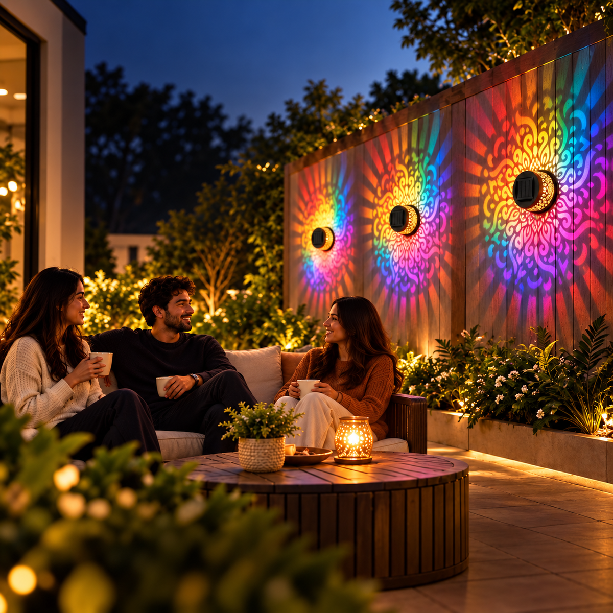 Solar Mandala Ambient Fence Light  (Pack of 4 )