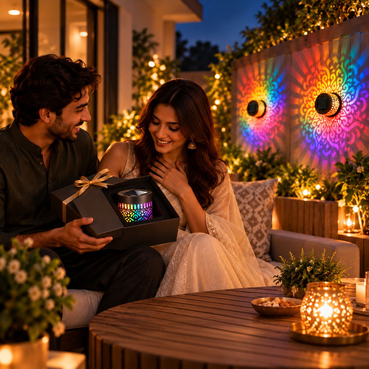 Solar Mandala Ambient Fence Light  (Pack of 4 )