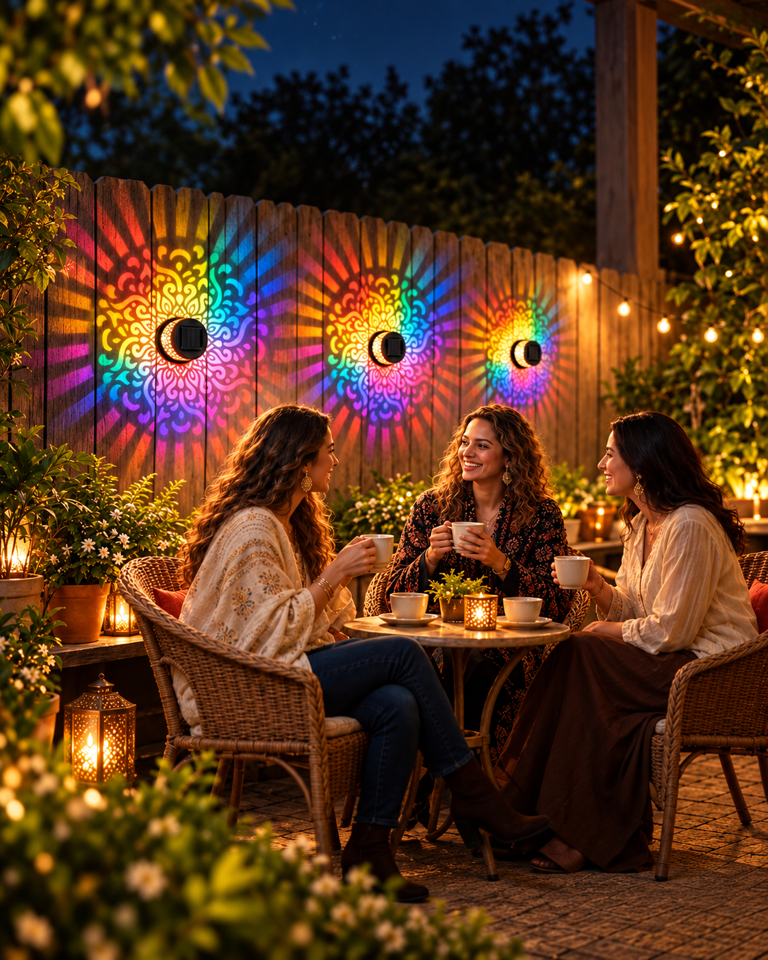 Solar Mandala Ambient Fence Light  (Pack of 4 )