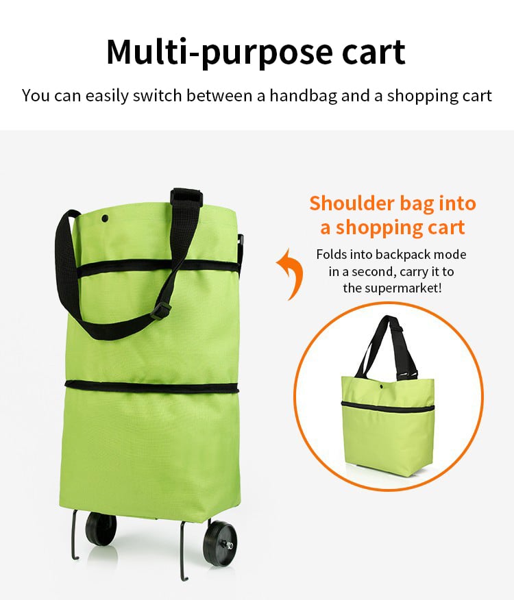 EcoFriendly Foldable Shopping Bag with Wheels ( Pack of 2 )